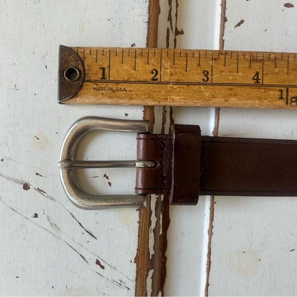 Leather hand tooled Brown belt with fish design Medium - Picture 3 of 11